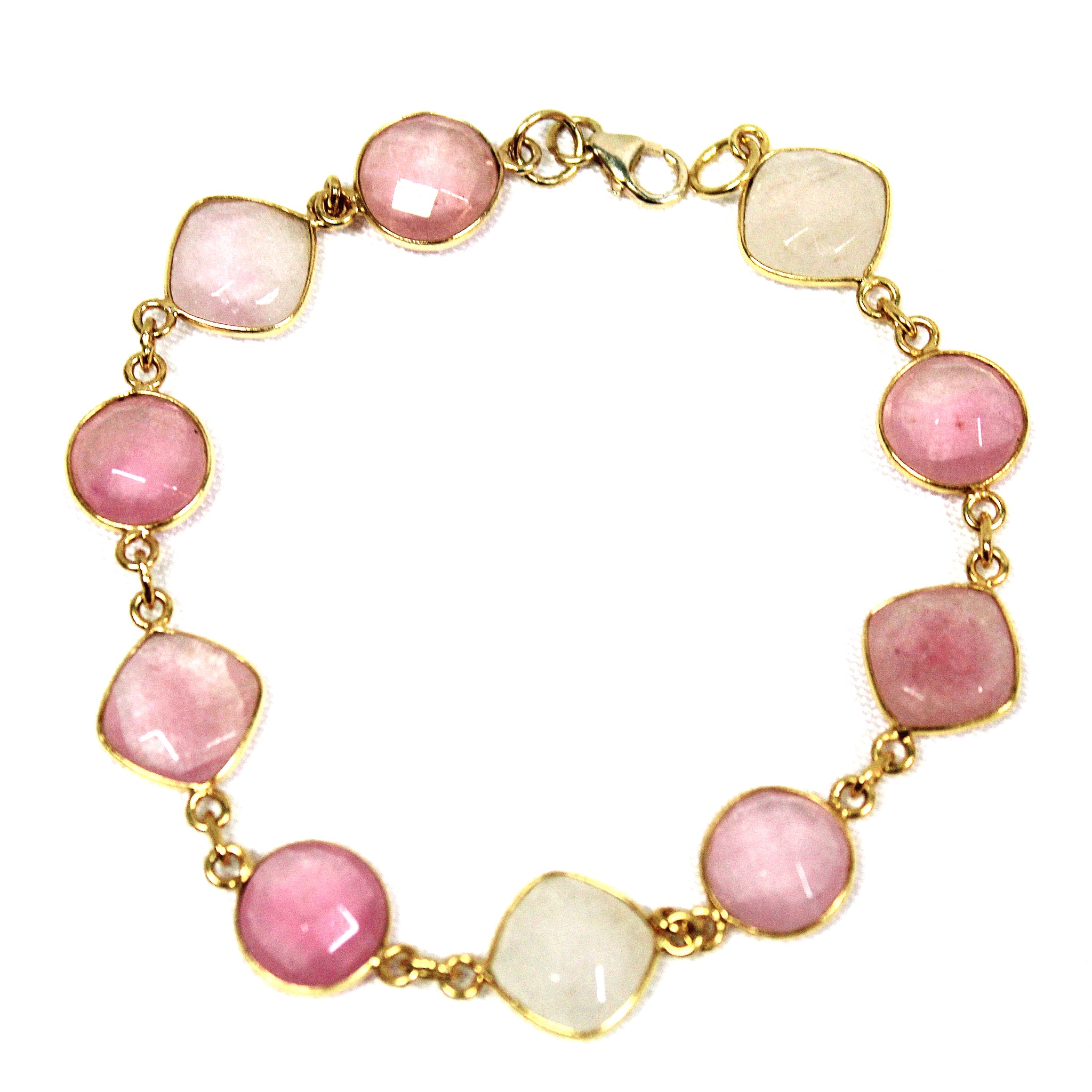 Lovely Rose Quartz & 22k Gold Vermeil Bracelet