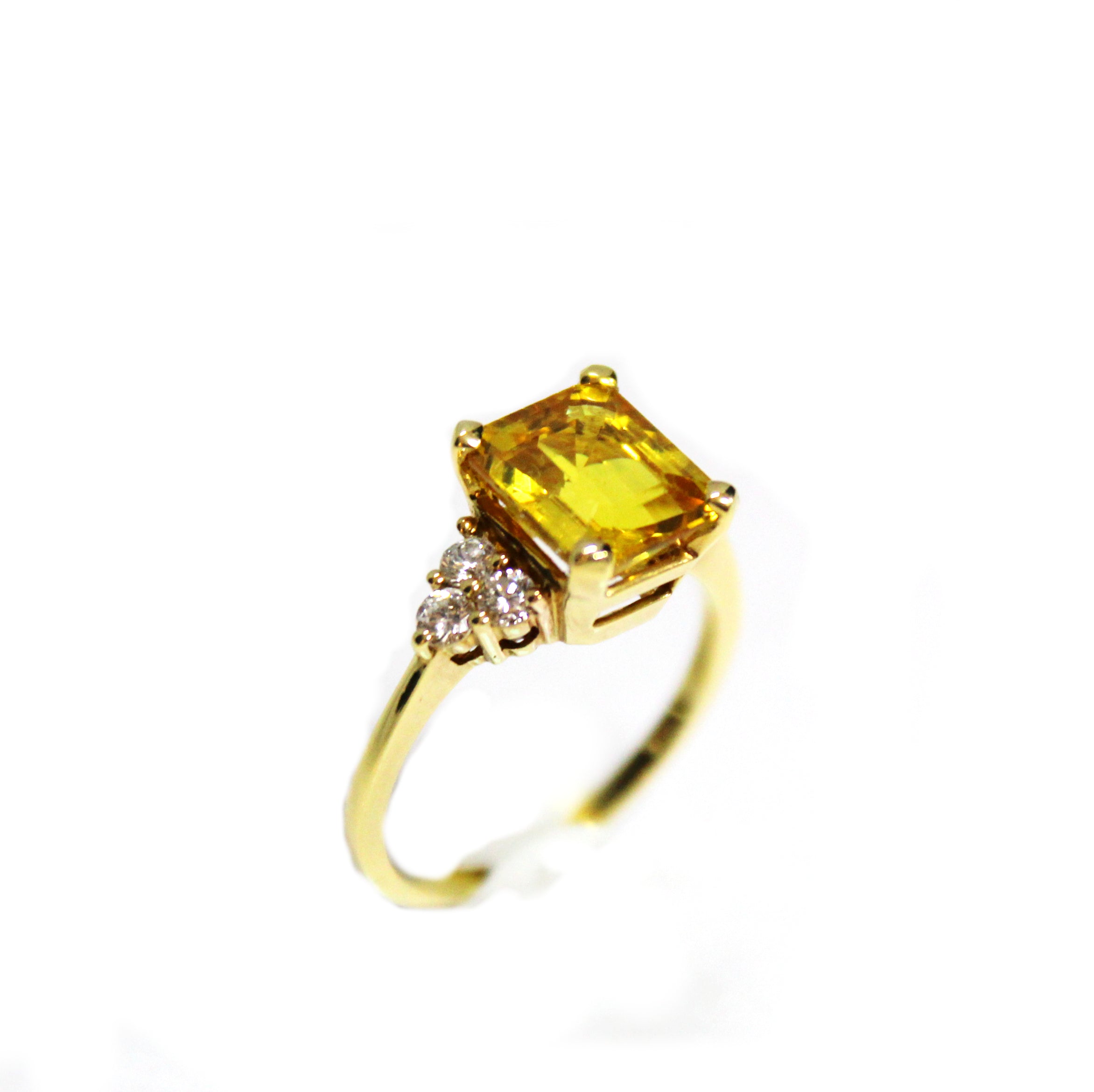 Fancy 18k Yellow Gold Golden Sapphire & Diamond Ring