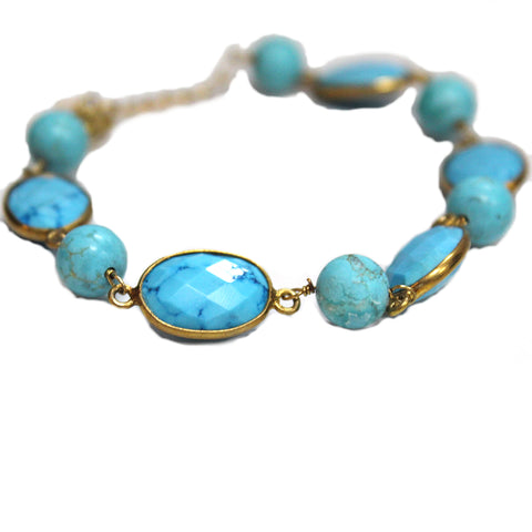 Lovely Turquoise Gold Vermeil Bracelet