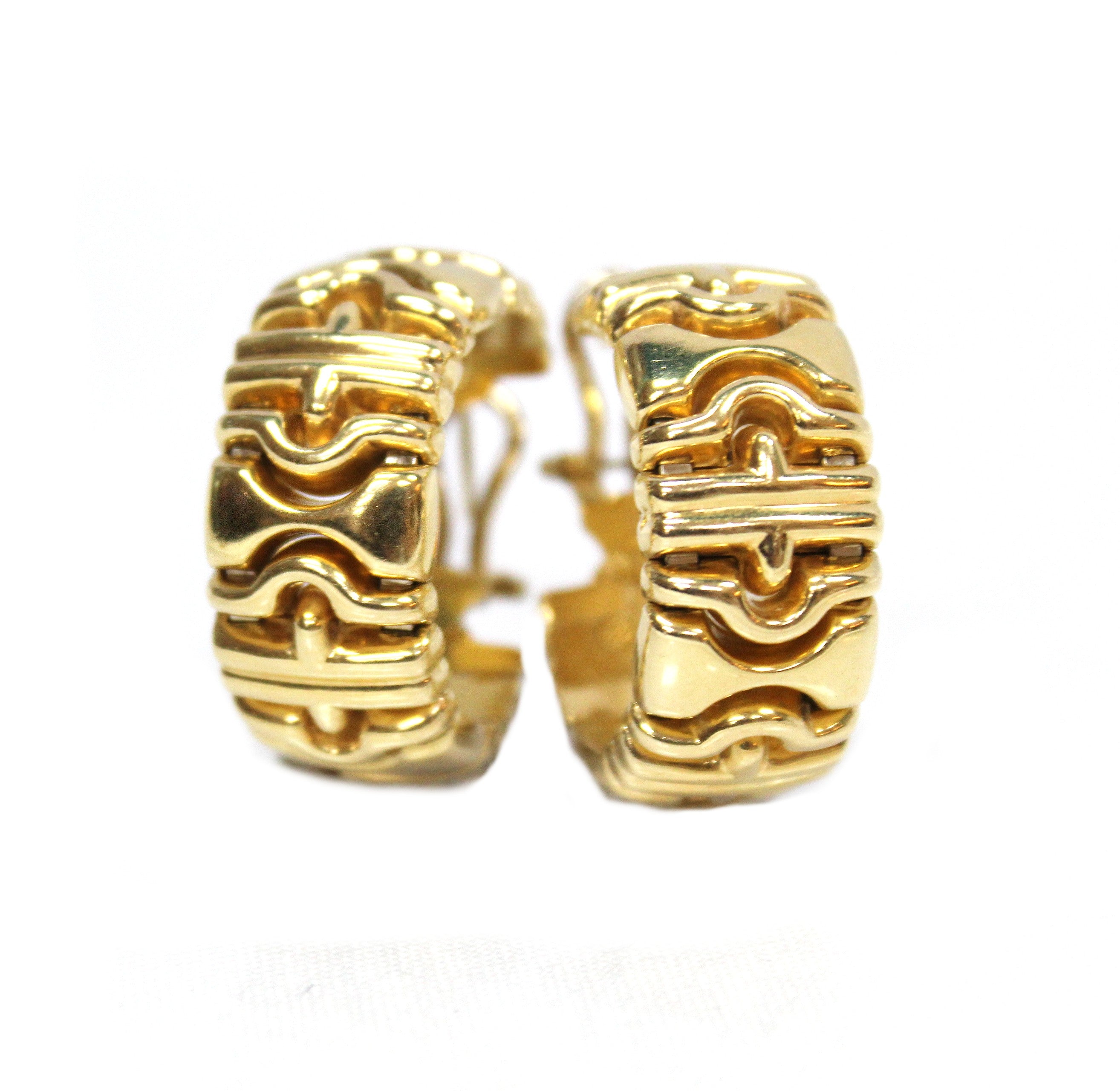 Vintage 14k Gold Bvlgari Style Hoop Earrings