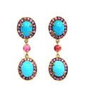 Stunning Turquoise & Pink Sapphire Earrings