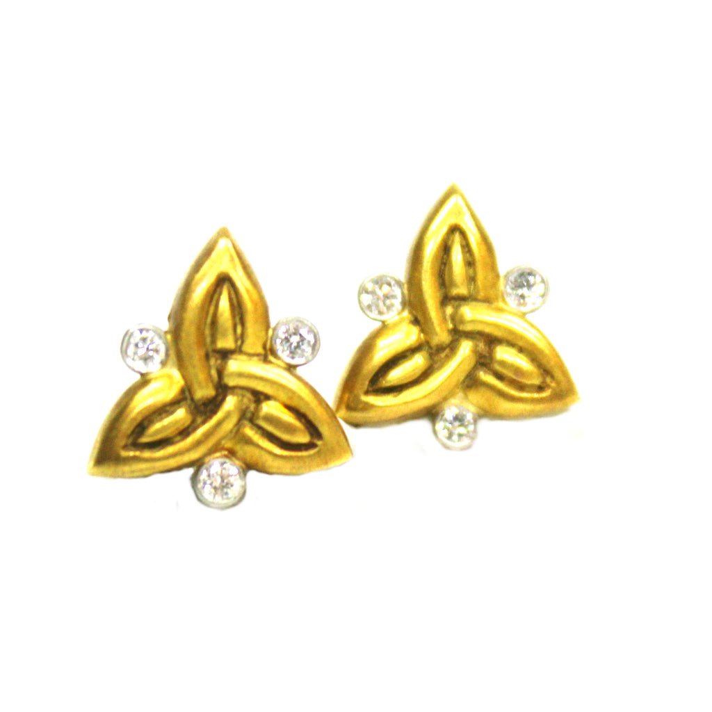Contemporary 18K Yellow Gold J.J. Marco Diamond Earrings