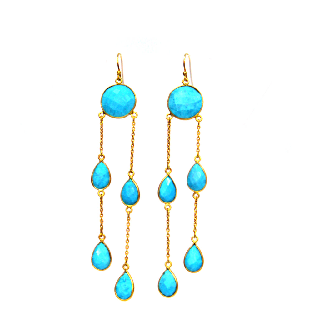 Modern Turquoise Chandelier Earrings