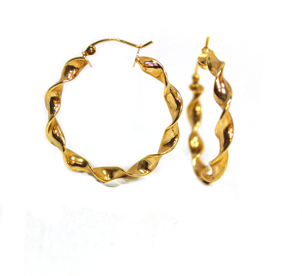 Classic 14k Yellow Gold Twisted Hoop Earrings