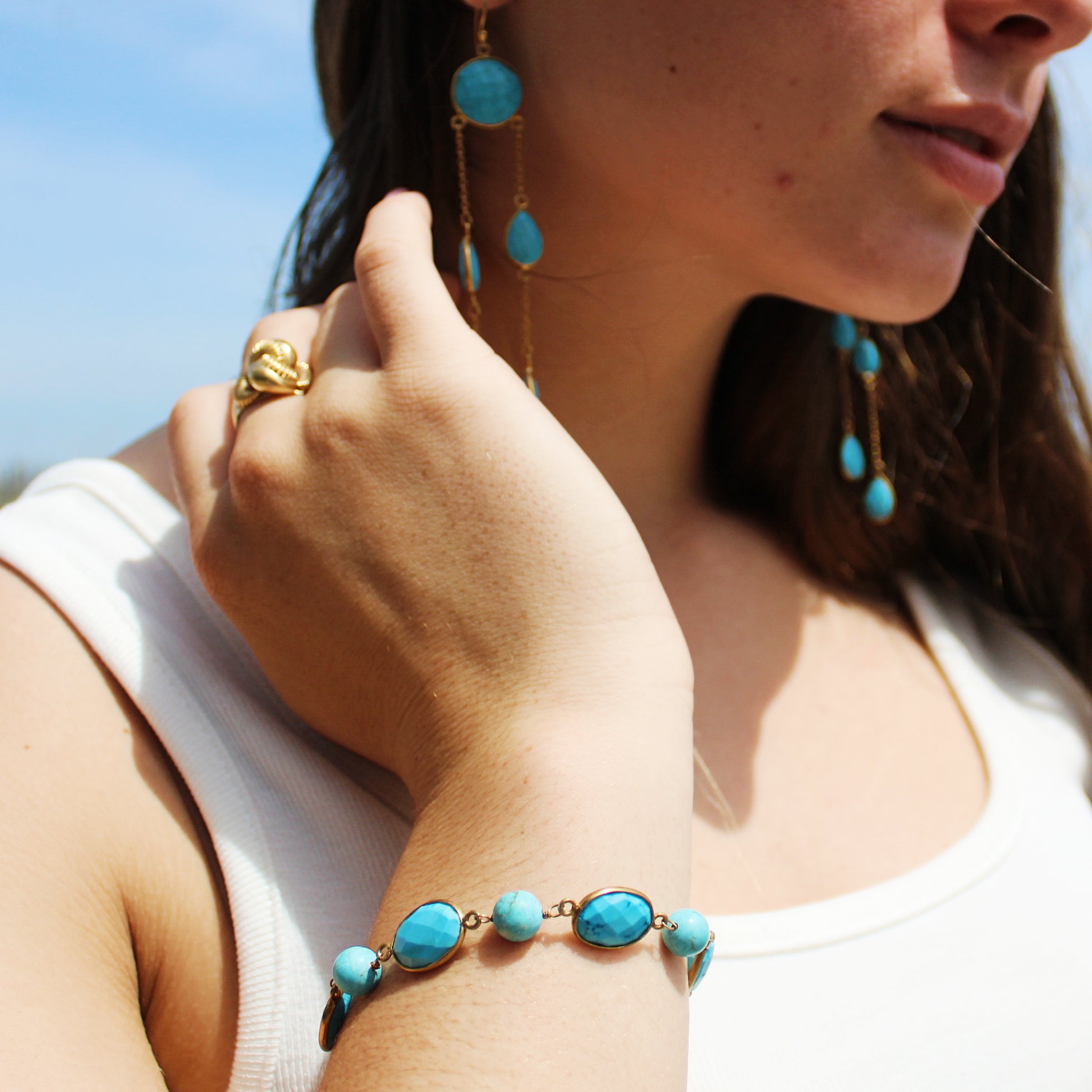 Lovely Turquoise Gold Vermeil Bracelet