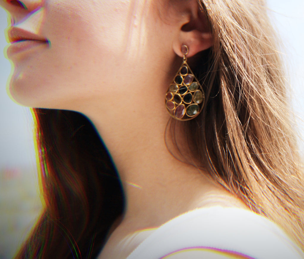 Artisan Multi-Sapphire Drop Earrings