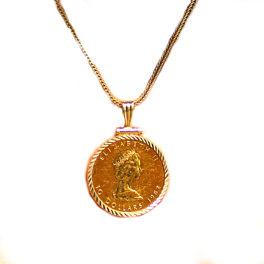 1982 $10 Gold Maple Leaf Canadian Coin Necklace