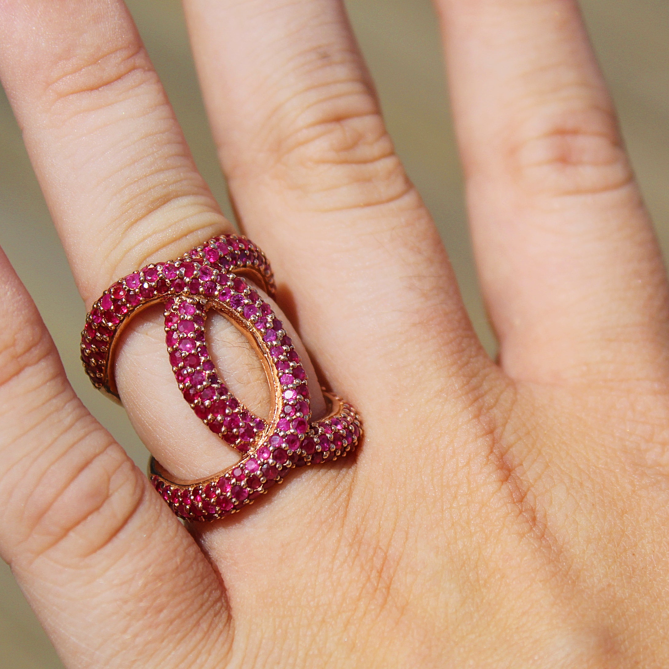 Contemporary Ruby Chris-Cross Double C Ring