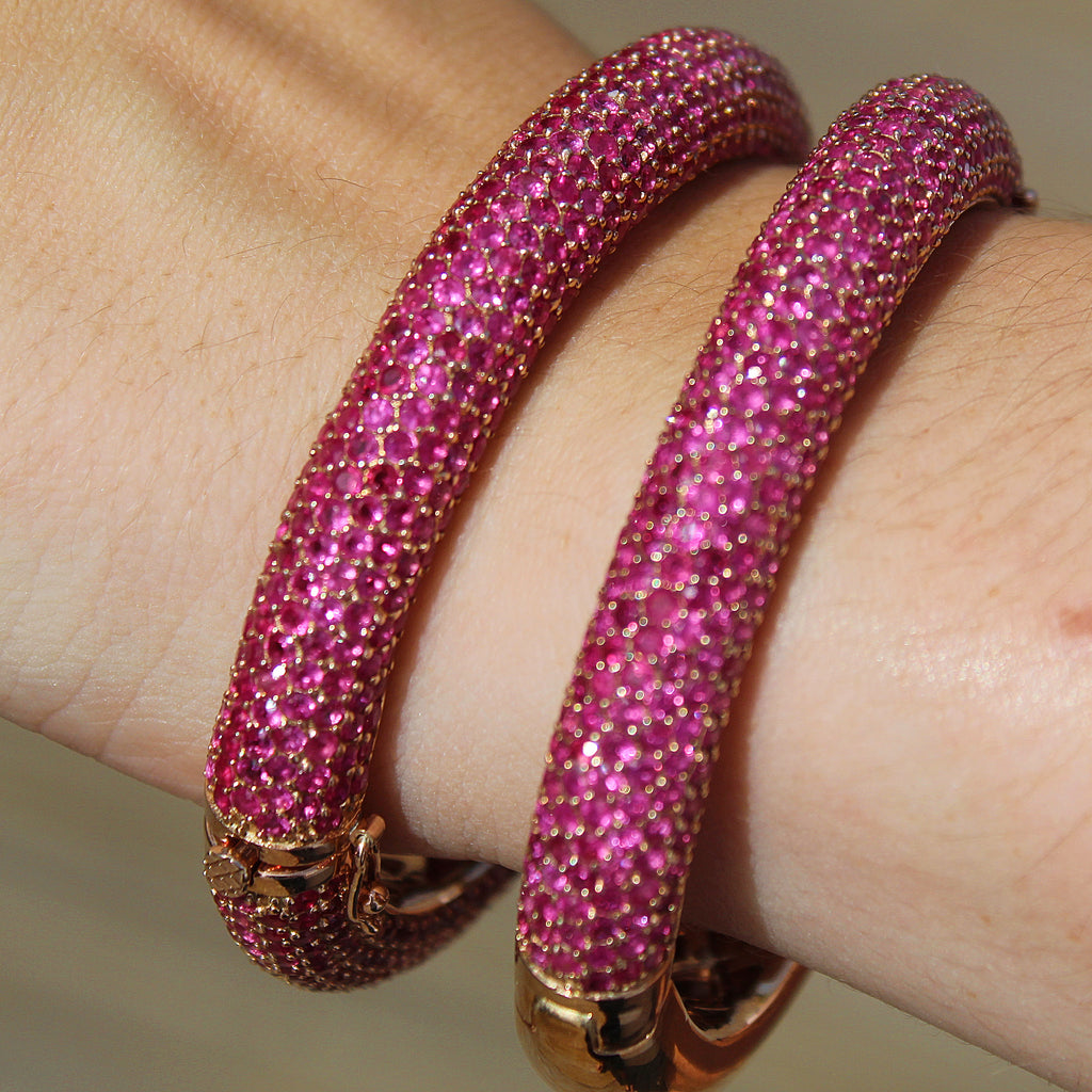 Stunning Ruby Pave Set Bangle Bracelet