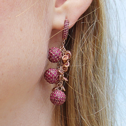Stunning Pave Set Ruby Ball Earrings