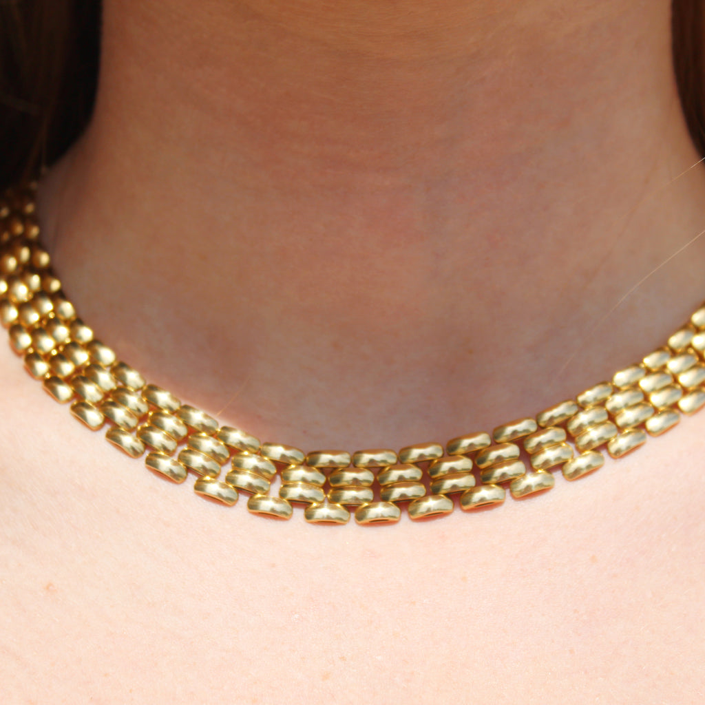 Vintage 18k Yellow Gold Panther Link Necklace