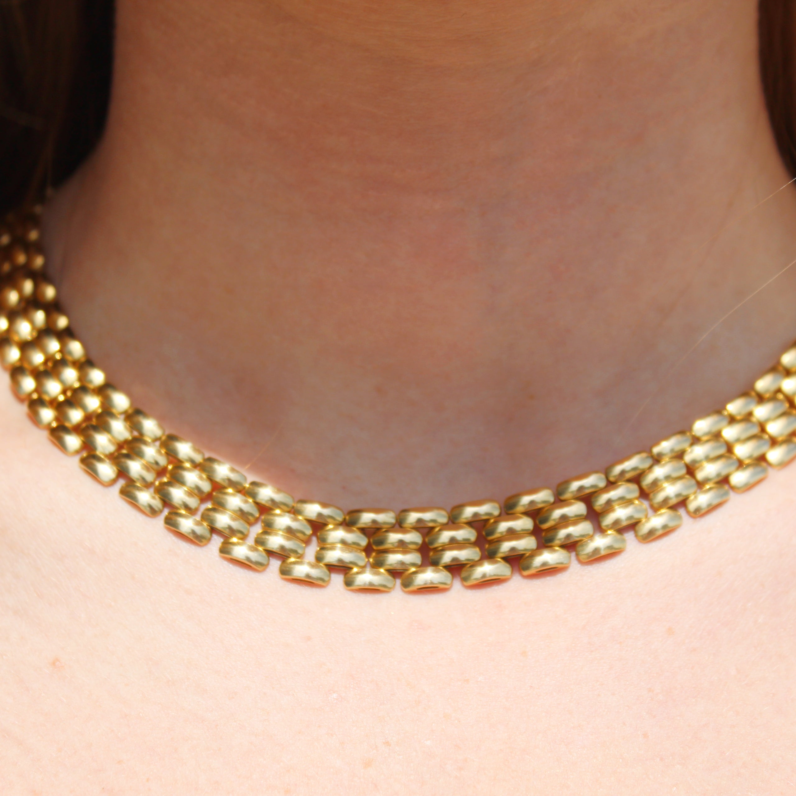 Vintage 18k Yellow Gold Panther Link Necklace