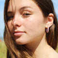 Small Pave Pink Sapphire "Huggie" Style Hoop Earrings