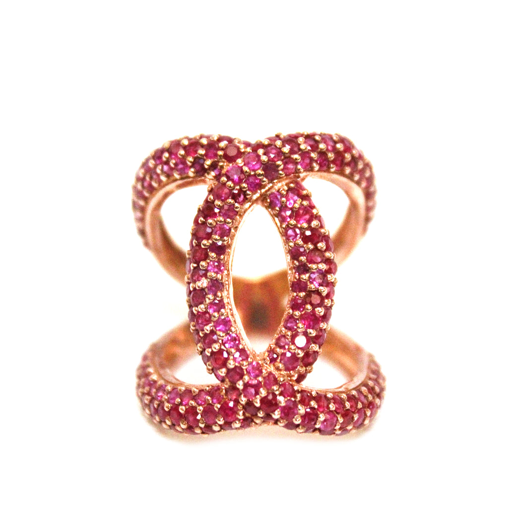 Contemporary Ruby Chris-Cross Double C Ring