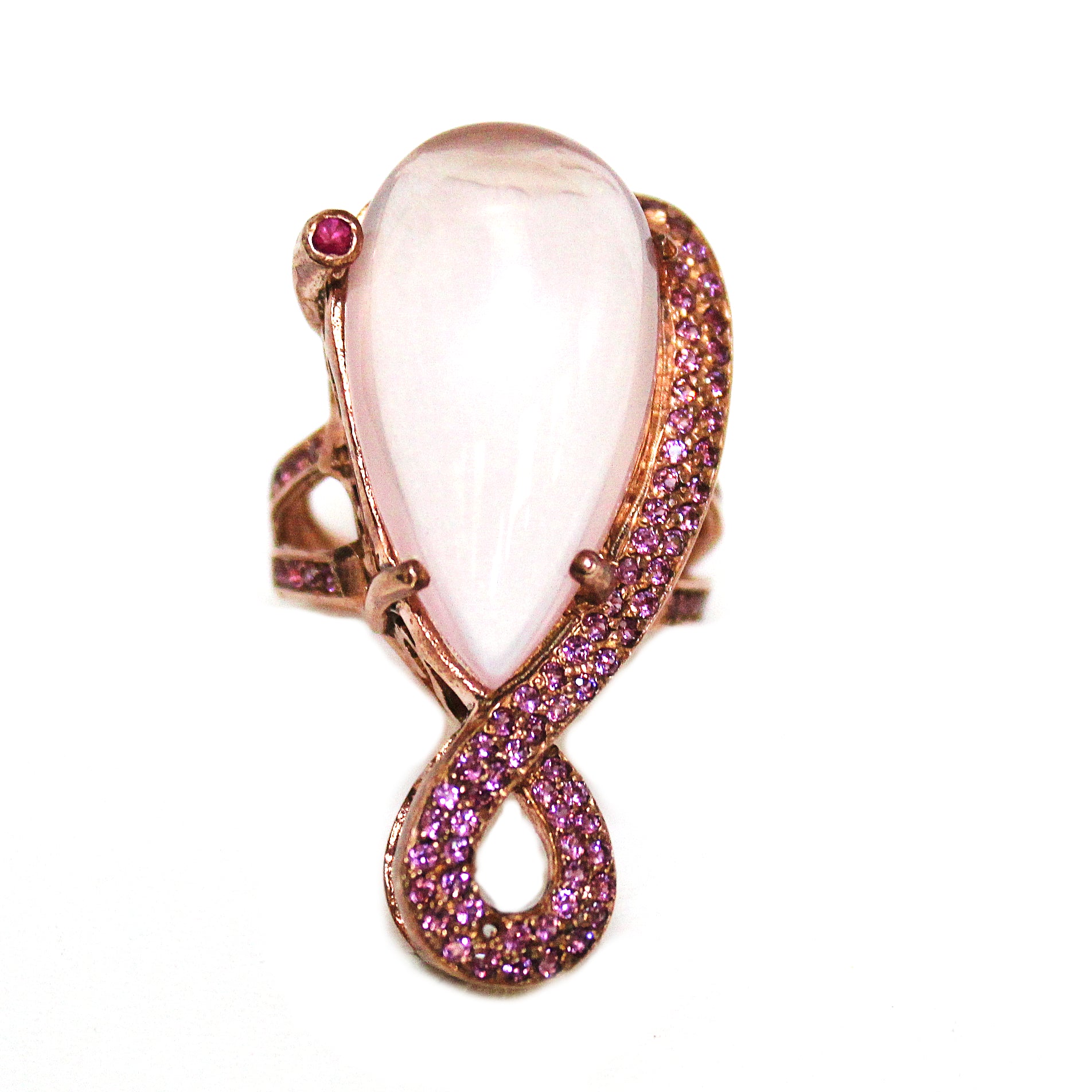 Contemporary Rose Quartz & Pink Garnet Ring