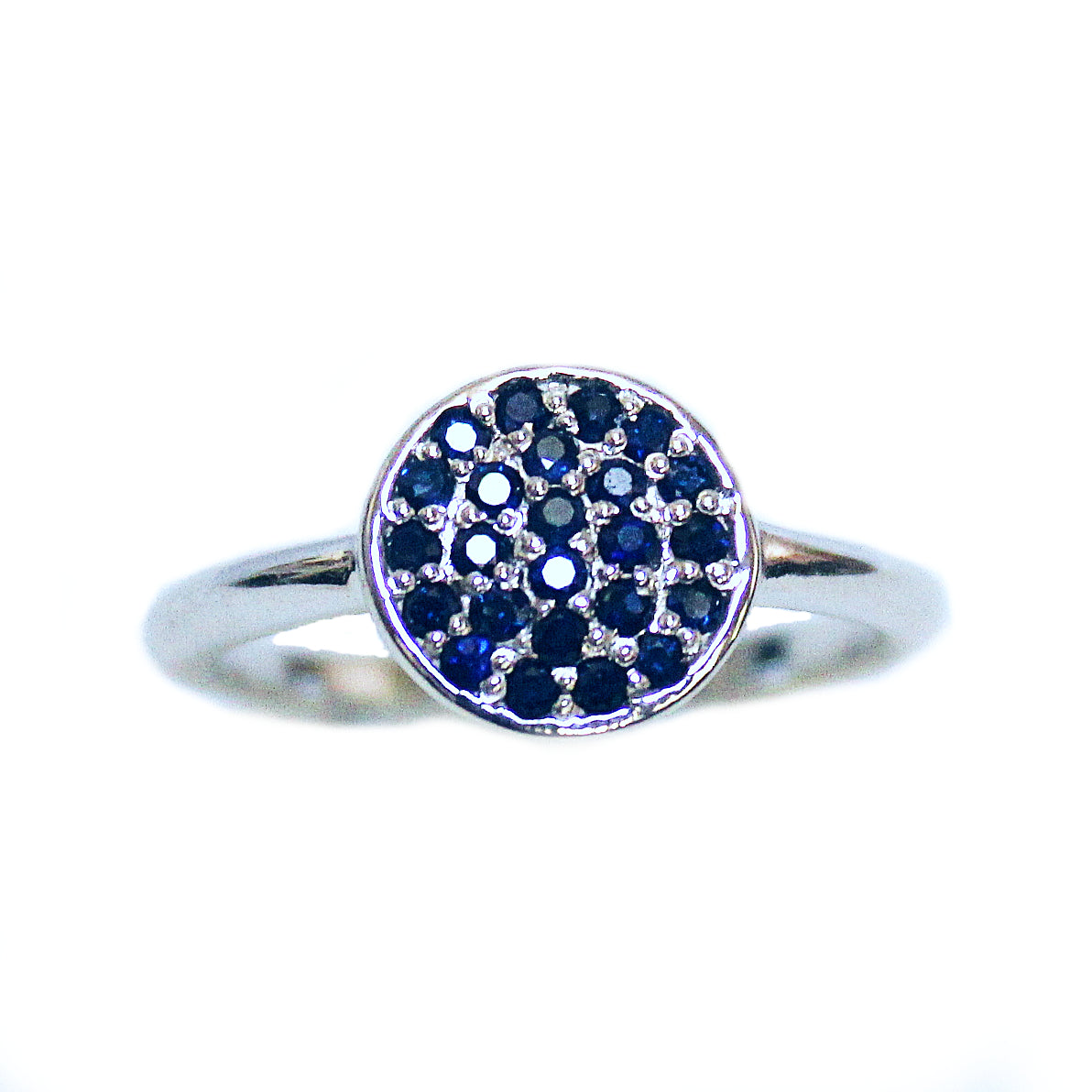 Modern Blue Sapphire Disk Ring