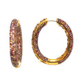 Unique Natural Sapphire Multi-Color Pave Set Hoop Earrings