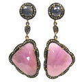Victorian Inspired Pink & Blue Sapphire Diamond Earrings