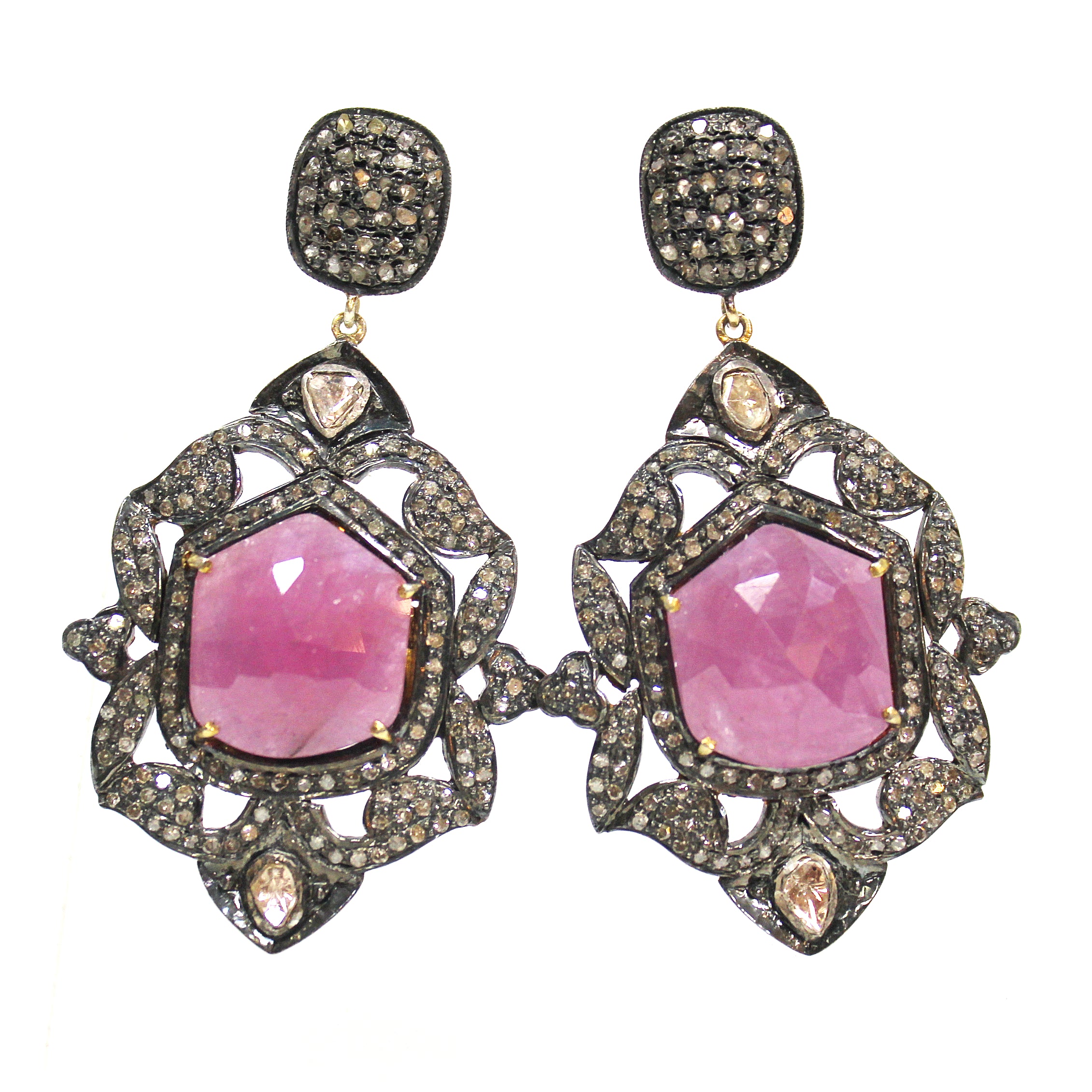 Victorian Style Inspired Ruby & Diamond Earrings