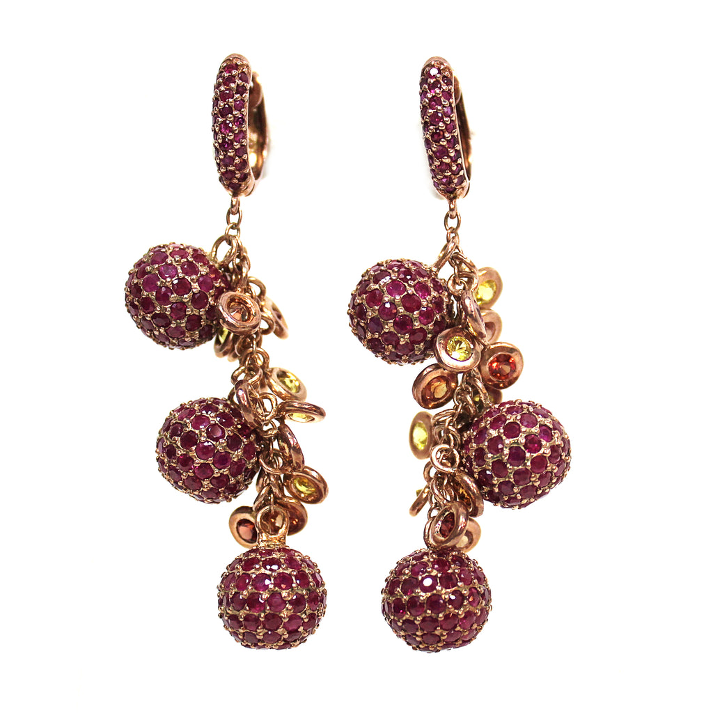 Stunning Pave Set Ruby Ball Earrings