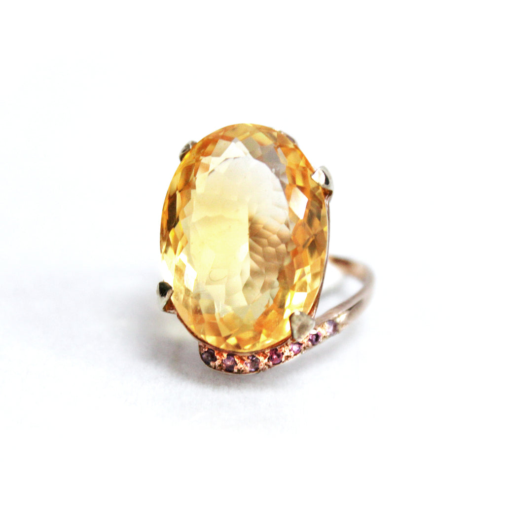 Modern Contemporary Citrine & Pink Sapphire Ring