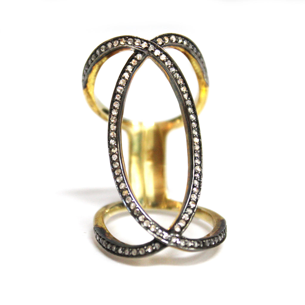 Diamond Contemporary Chris-Cross Double C Ring