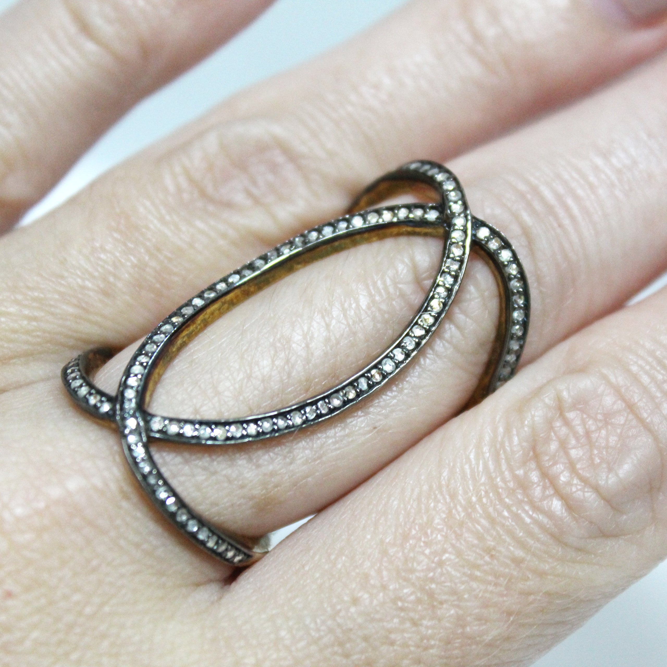Diamond Contemporary Chris-Cross Double C Ring