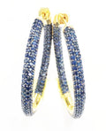 Classic Blue Sapphire Pave Hoop Earrings