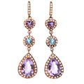 Elegant Amethyst, Blue Topaz & White Topaz Earrings