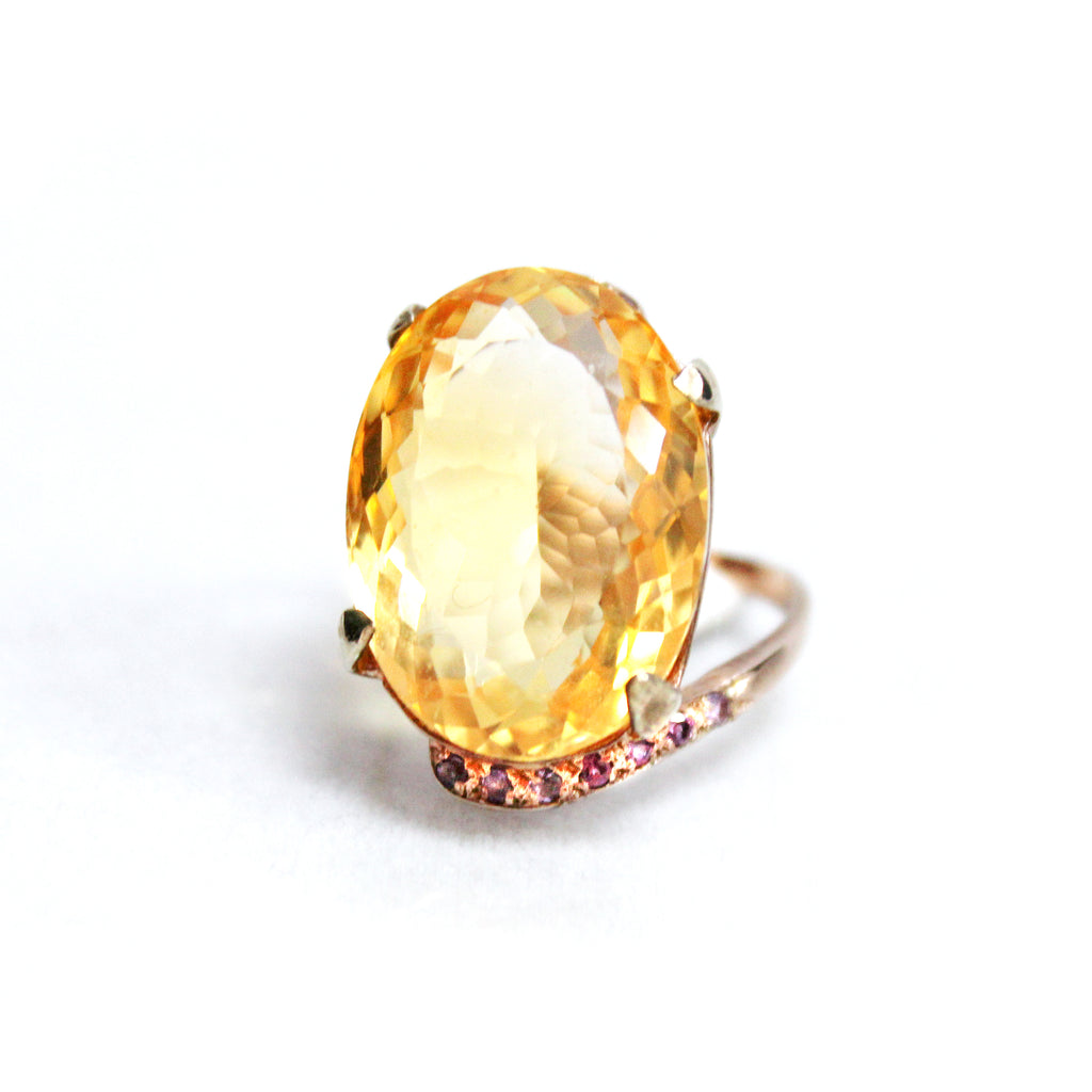 Modern Contemporary Citrine & Pink Sapphire Ring